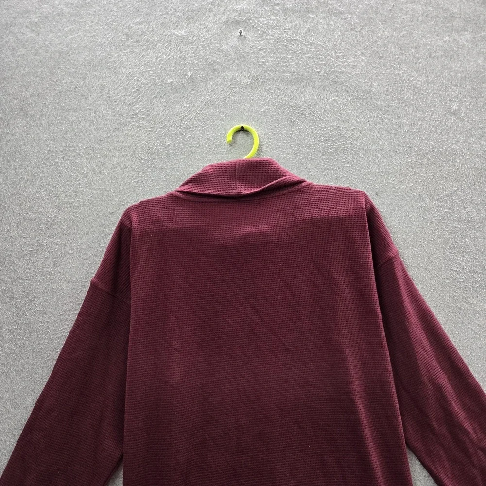 Lands'‎ End Women Shirt XL Burgundy Long-Sleeve Waffle Funnel Neck NWT